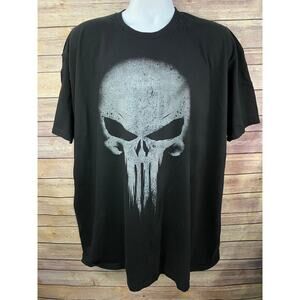 Marvel The Punisher Skull T-Shirt Men’s 2XL Black Graphic Tee Loose Fit